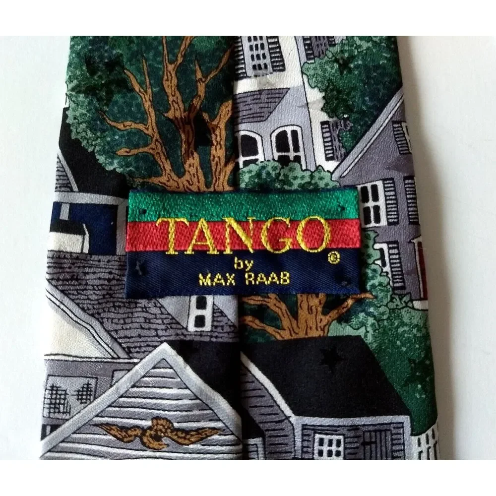 TANGO MAX RAAB Mens Neck Tie 100% Silk Americana Series New England Village Boat